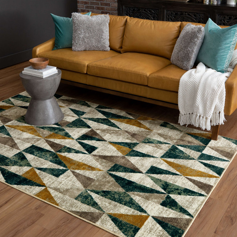 Scott Living Absolute Geometric Teal/Yellow/Gray Area Rug & Reviews